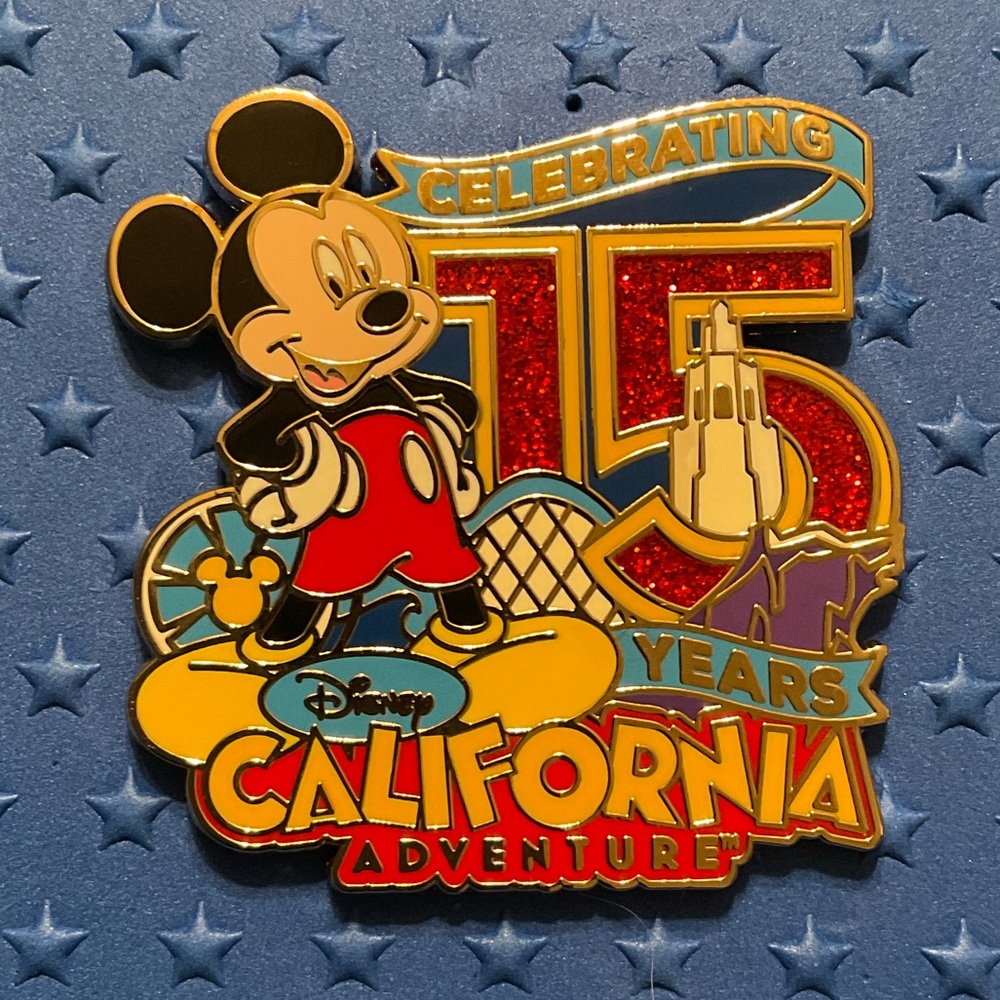 Disney Mickey Mouse 15th Anniversary Pin - Red, Blue, Gold